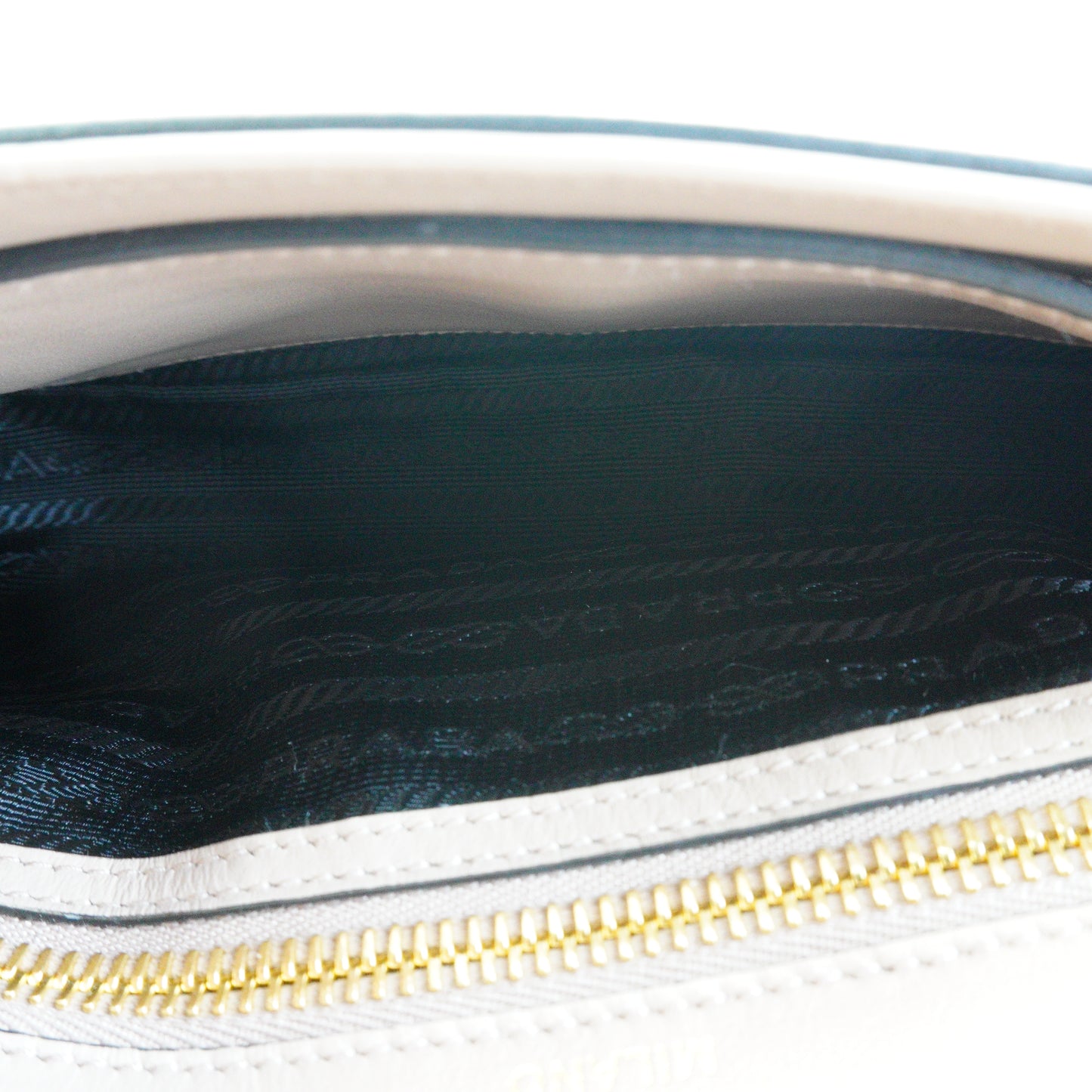 Prada Pattina Saffiano Leather Flap Shoulder Bag Beige Small GHW