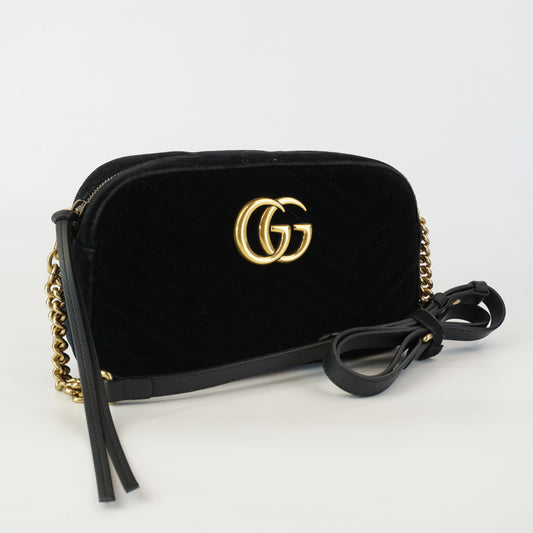 Gucci GG Marmont Velvet Camera Bag Black
