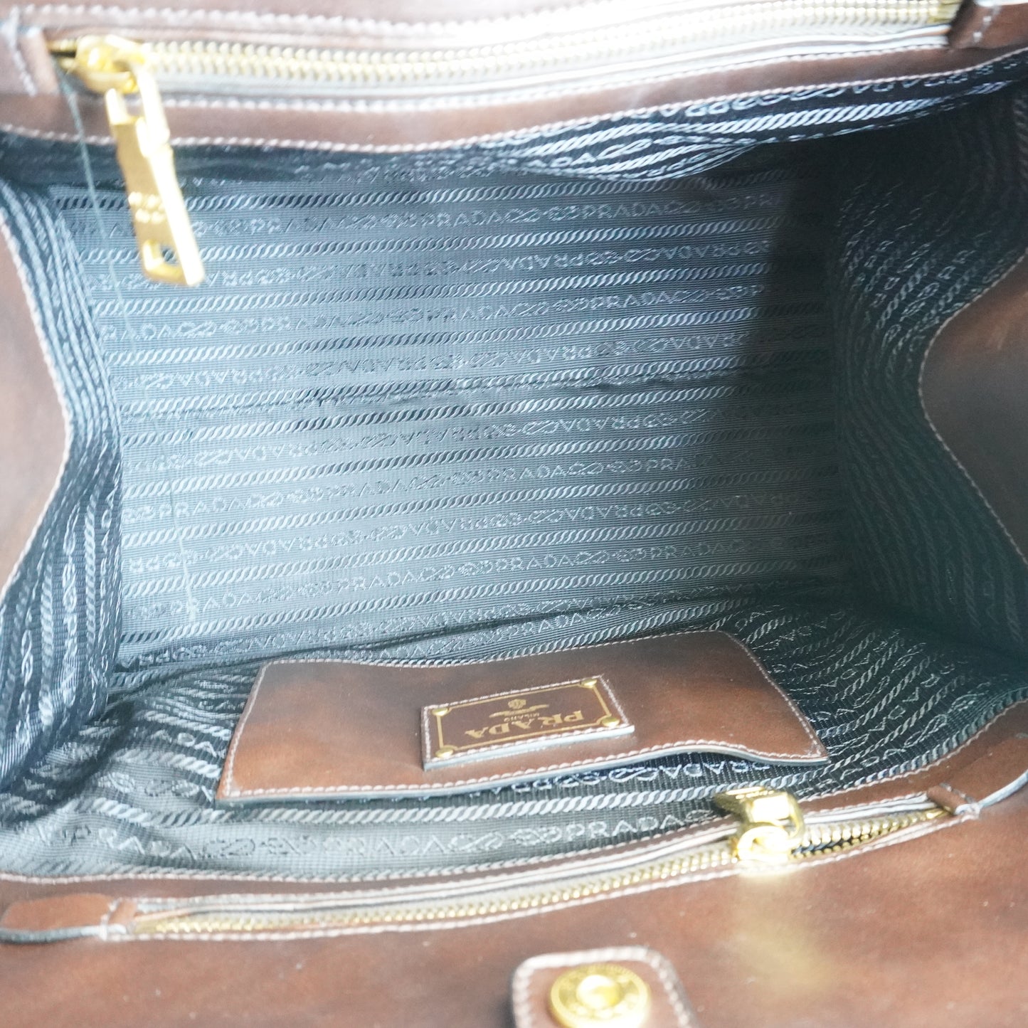 Prada Font Pocket Wing Convertible Tote GHW Medium