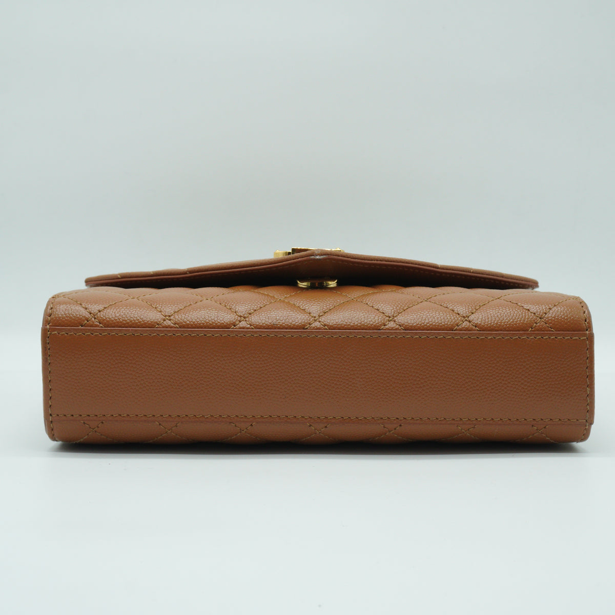 YSL Cassandre Envelope Small Grained Leather Caramel GHW