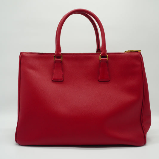 Prada Galleria Saffiano Large Double Zip Tote Red GHW