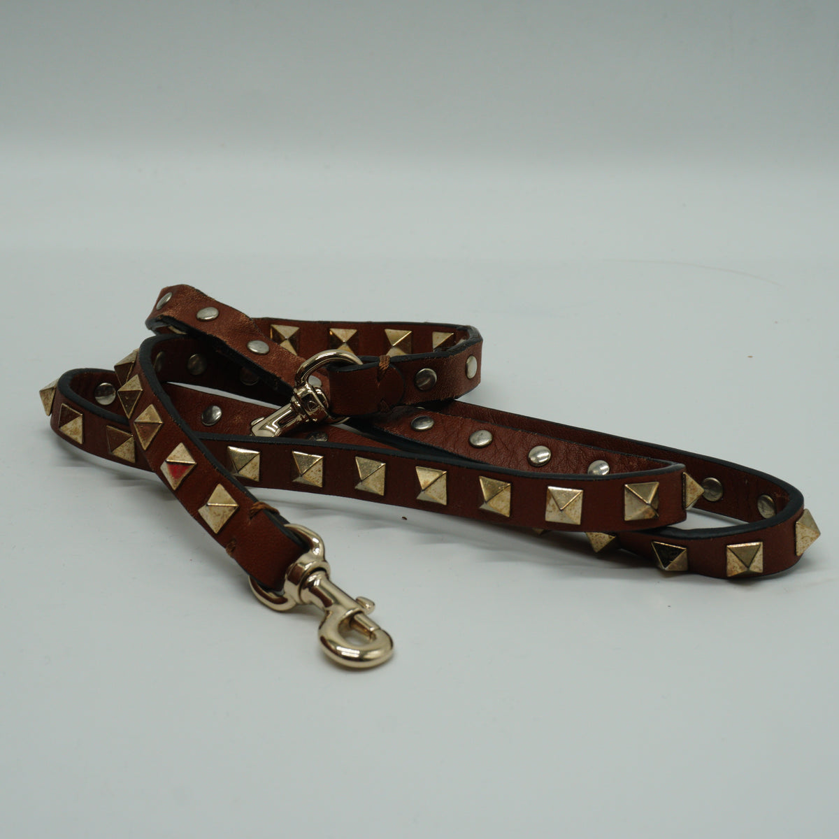Valentino Rockstud Dome Bag Saddle Brown Medium GHW