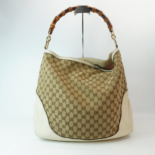 Gucci GG Canvas Bamboo Hobo Bag GHW Large