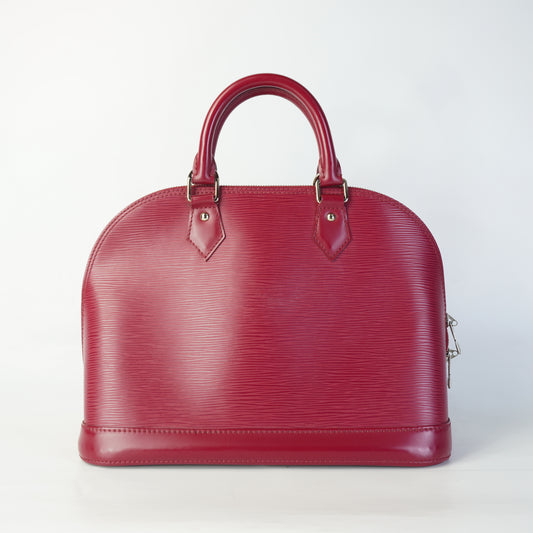 Louis Vuitton Alma Handbag Epi Leather Burgundy