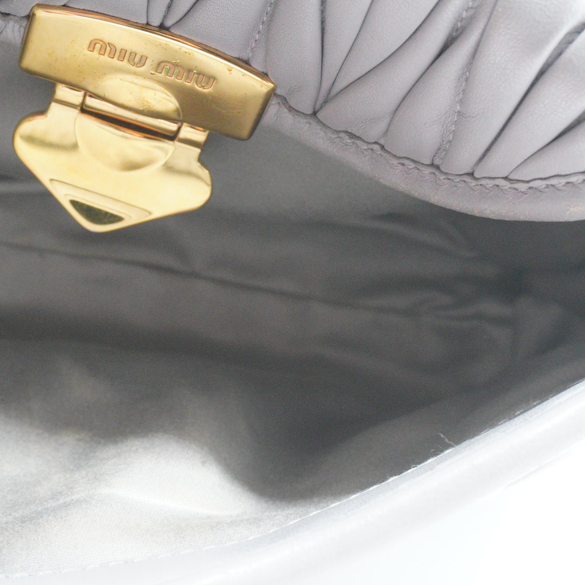 Miu Miu Matelassé Small Leather Shoulder Bag Nube GHW