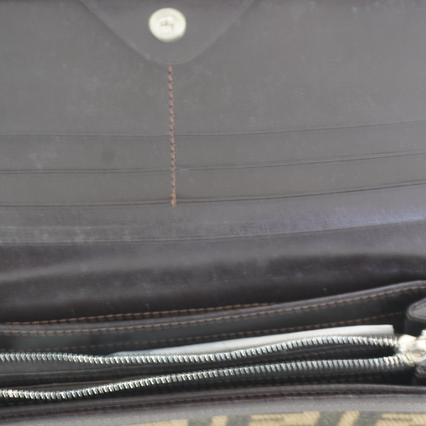 Fendi Brown Zucca Canvass and Leather Long Bifold Wallet