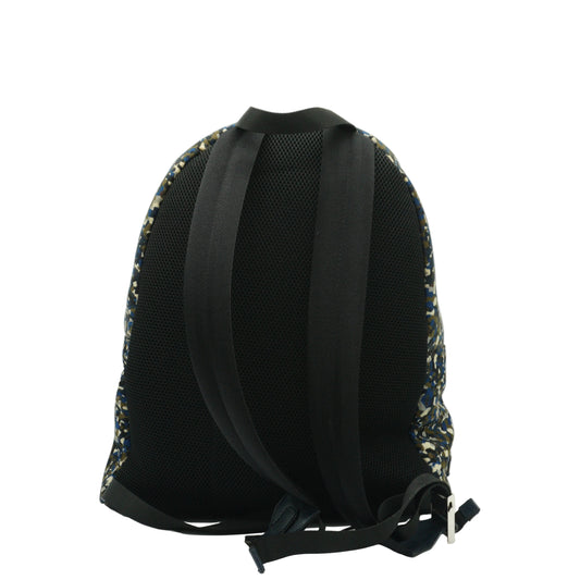 Fendi Monster Eyes Blue and Green Camouflage Large Backpack