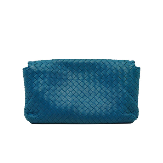 Bottega Veneta Nappa Intrecciato Medium Flap Crossbody Bag Blue MW