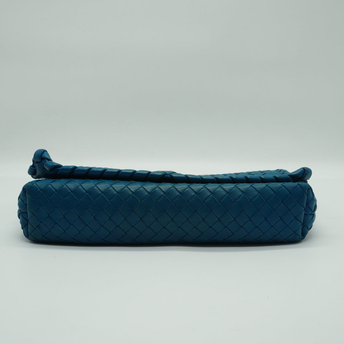 Bottega Veneta Nappa Intrecciato Medium Flap Crossbody Bag Blue MW