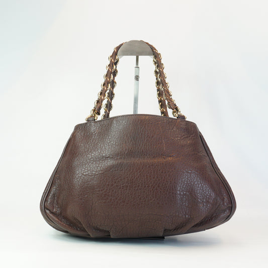 Fendi Mia Leather Handbag Brown Medium
