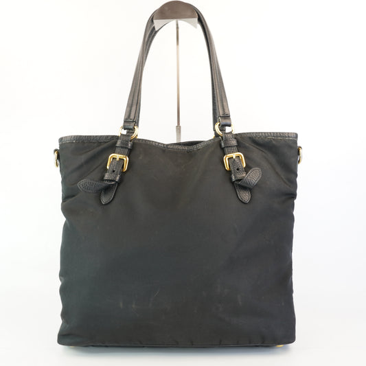 Prada Tessuto Nylon Buckle Tote Black