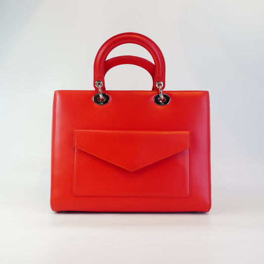 Dior Lady Front Pocket Medium Red SHW