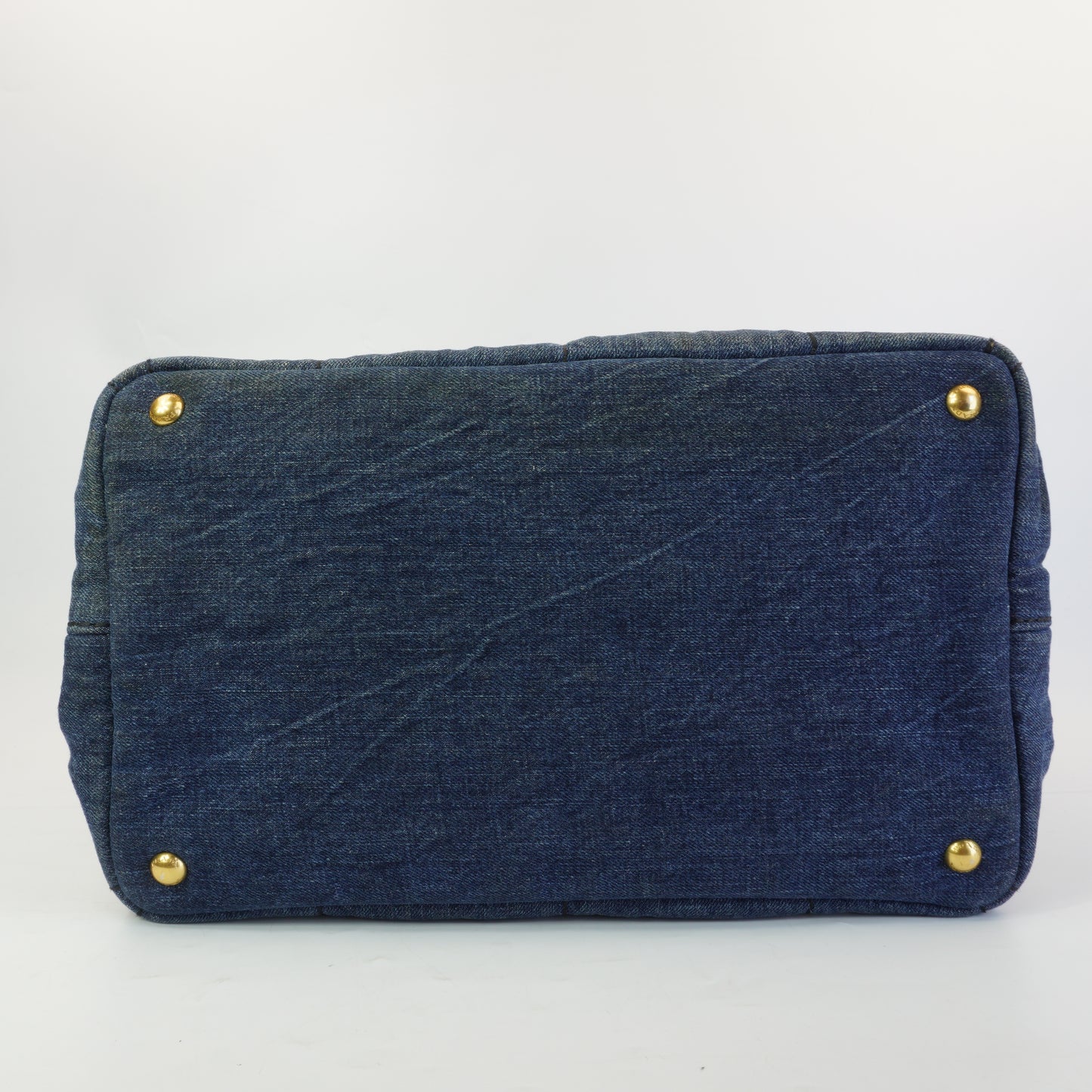 Prada Canapa Tote Denim Bag GHW Large