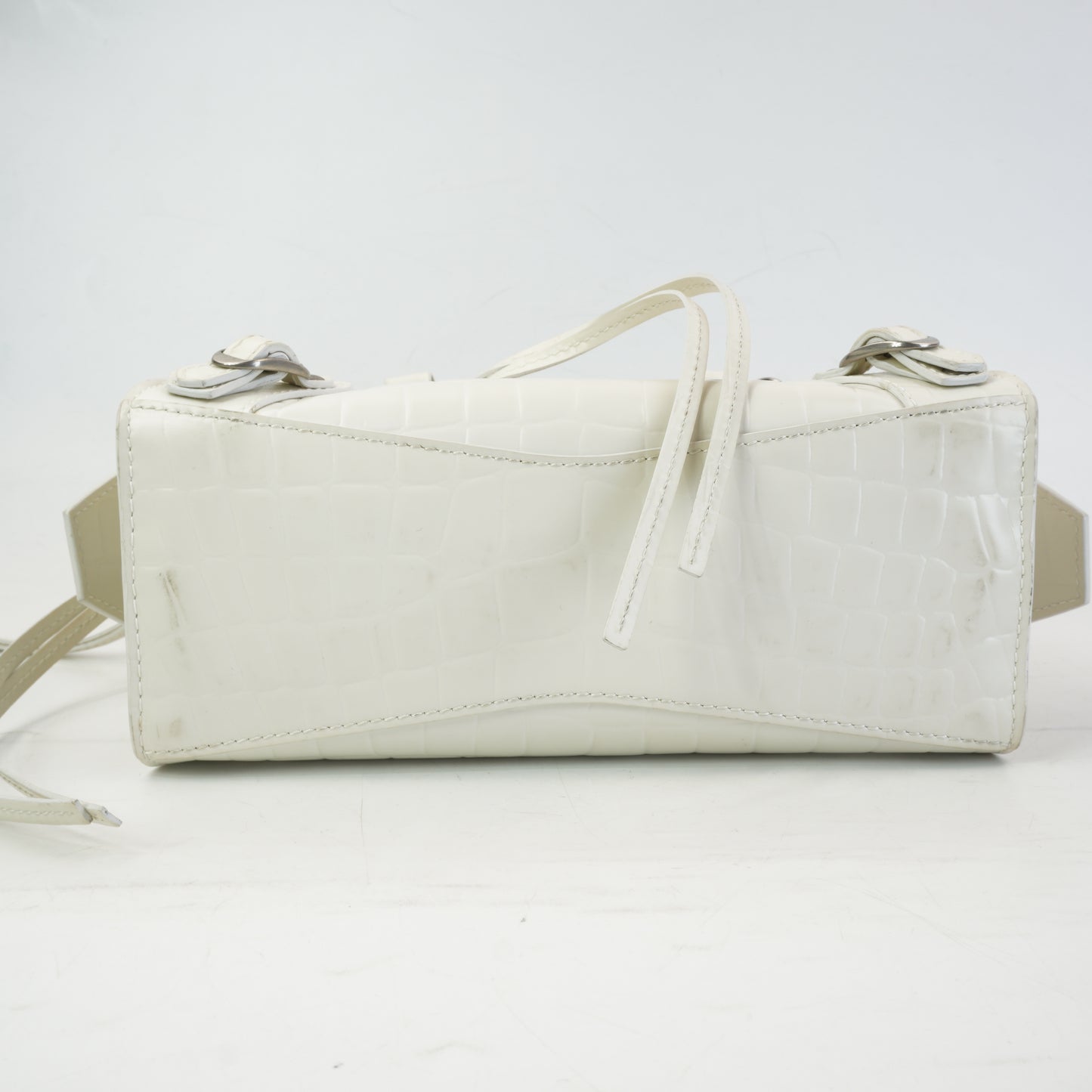 Balenciaga Neo Classic Crocodile-Embossed Calfskin White SHW Small