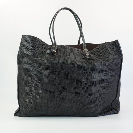 Balenciaga Woven Papier A4 Tote Black GHW Large