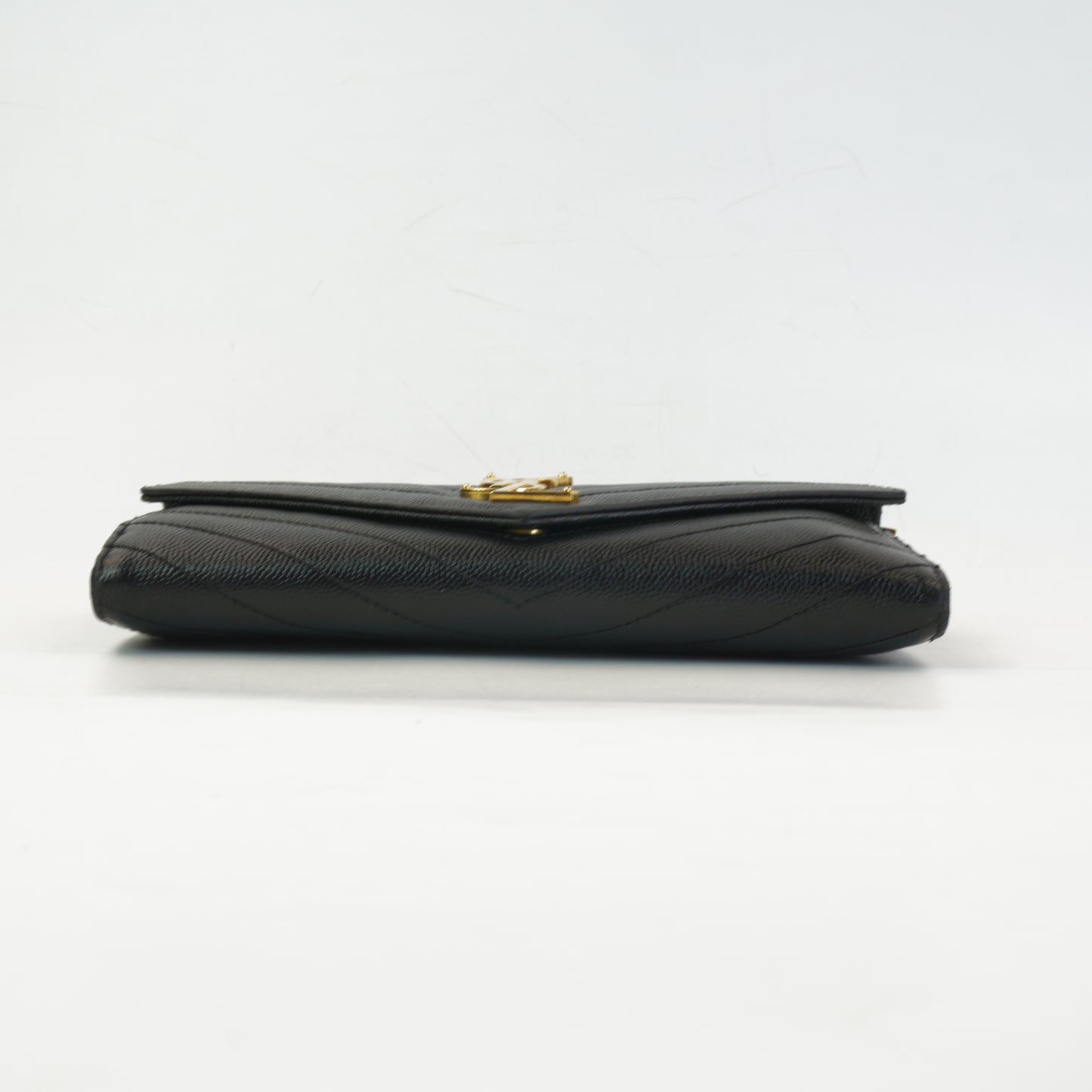 YSL Cassandra Caviar Large Flap Wallet GHW