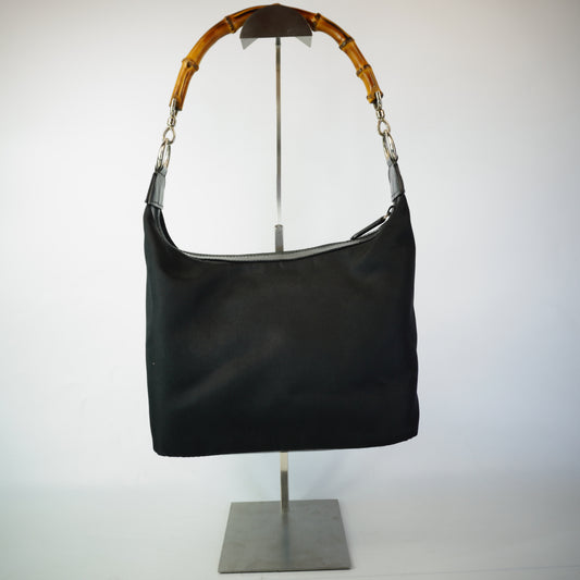 Gucci Vintage Nylon Bamboo Hobo SHW