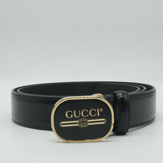 Gucci Vintage Oval Logo Plaque Belt