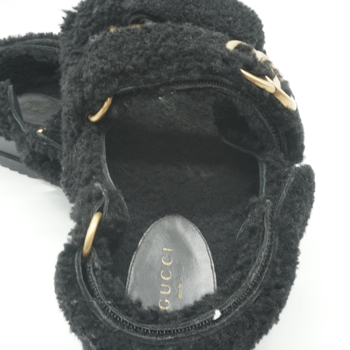 Gucci Mandals Fur Black size 38.5 ( wide fit)
