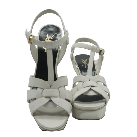 YSL Tribute Platform Sandals White size 38