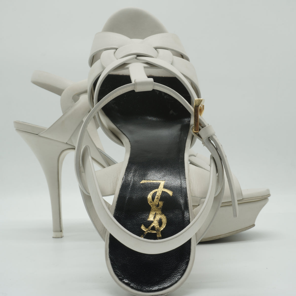 YSL Tribute Platform Sandals White size 38