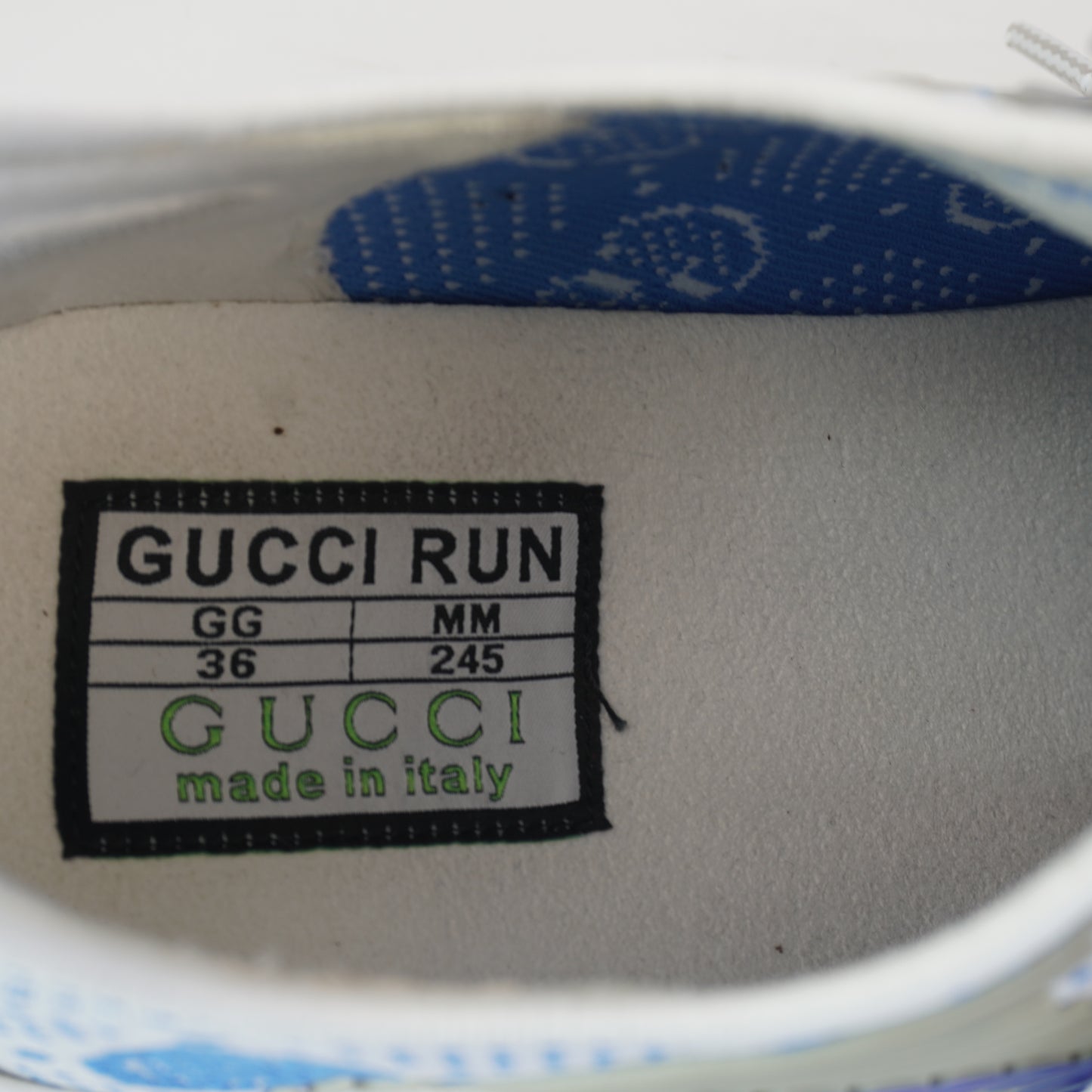 Gucci Run Technical-Knit Sneakers White/Blue size 36