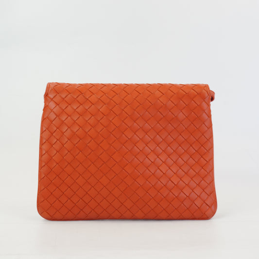 Bottega Veneta Intrecciato woven Nappa Crossbody Red Orange