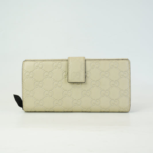 Gucci Guccissima Long Wallet Beige GHW