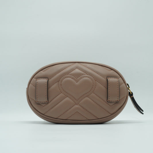Gucci GG Marmont Matelassé Small Belt Bag Beige GHW