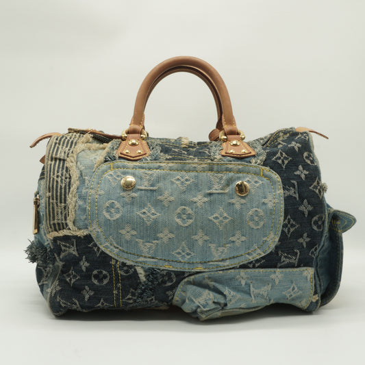 Louis Vuitton Denim Patchwork Speedy 30 GHW