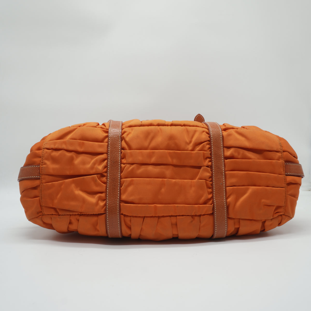 Prada Tessuto Gaufre Convertible Satchel Orange Medium GHW