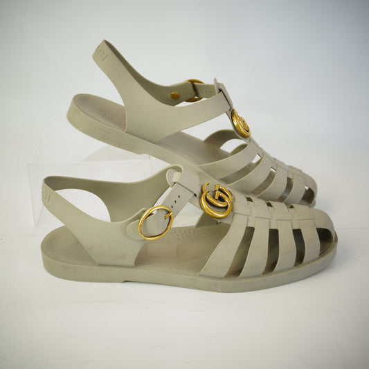 Gucci Rubber Buckle Strap Sandals Greyish Size 11