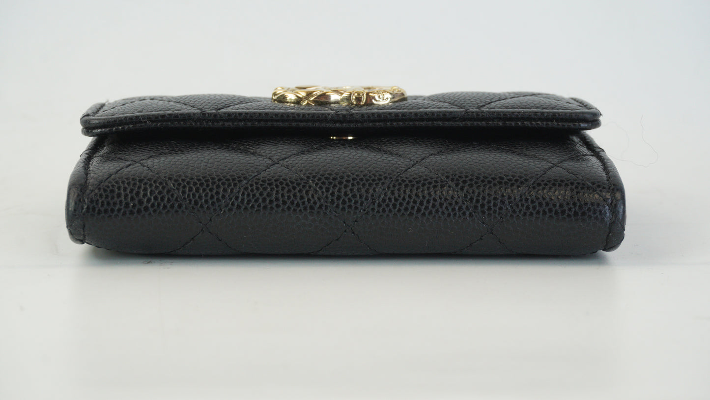 Chanel caviar flap wallet black CHW