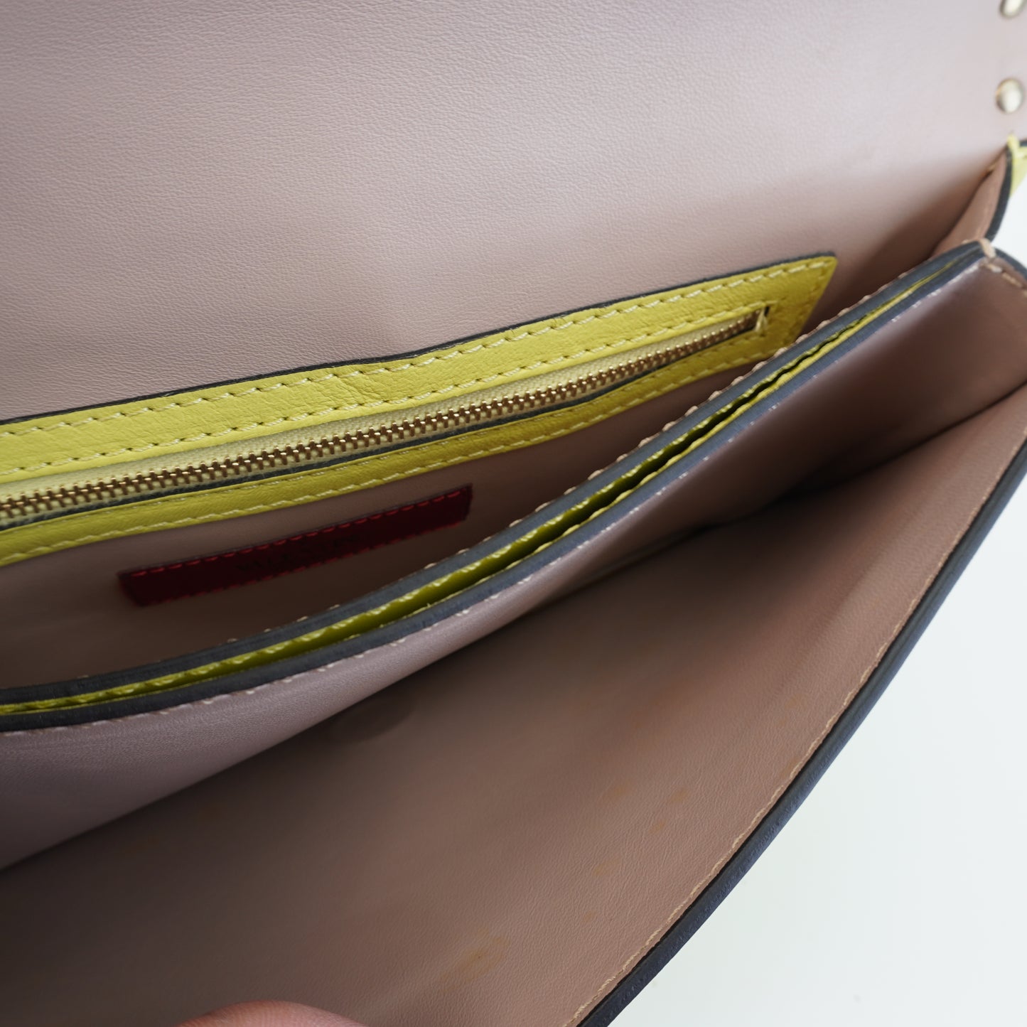 Valentino Rockstud Clutch Yellow