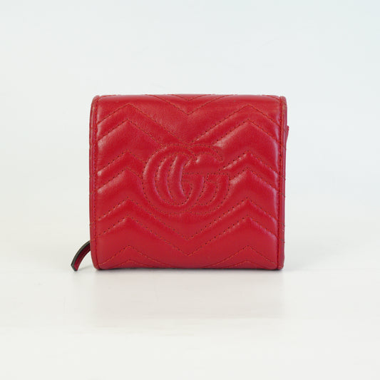 Gucci GG Marmont Matelasse Wallet Red GHW