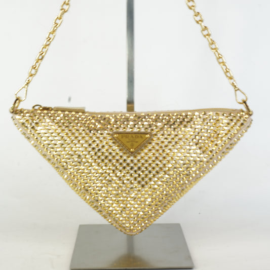 Prada Satin Crystal Triangle Pouch