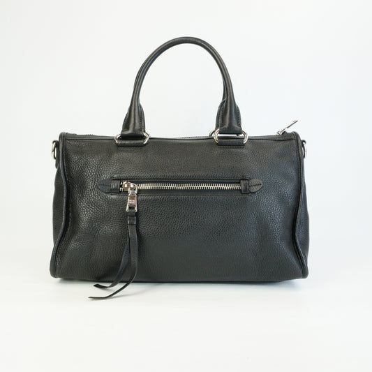 Prada Vitello Phenix Leather Zip Satchel Large Black SHW