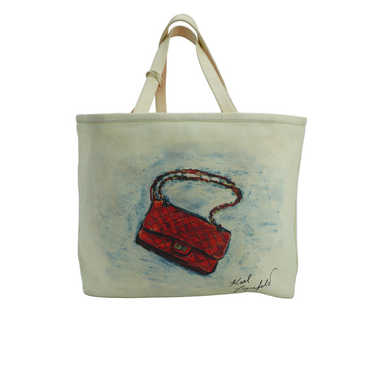 Chanel White Canvas Karl Largerfeld Mobile Art Tote SHW