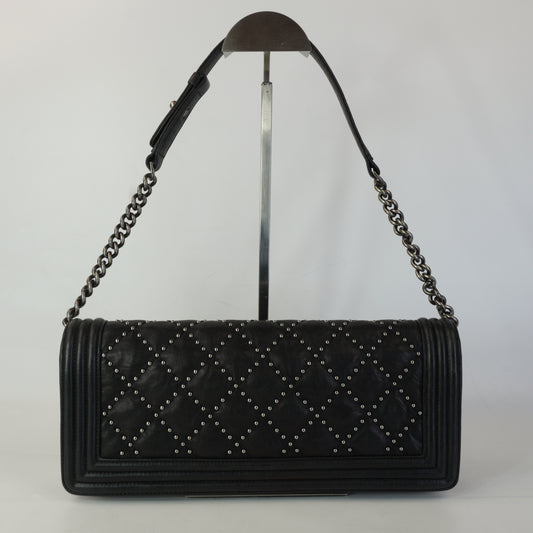 Chanel East West Leboy Studded Black MHW
