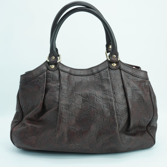 Gucci Guccissima Leather Sukey Tote Brown Medium GHW