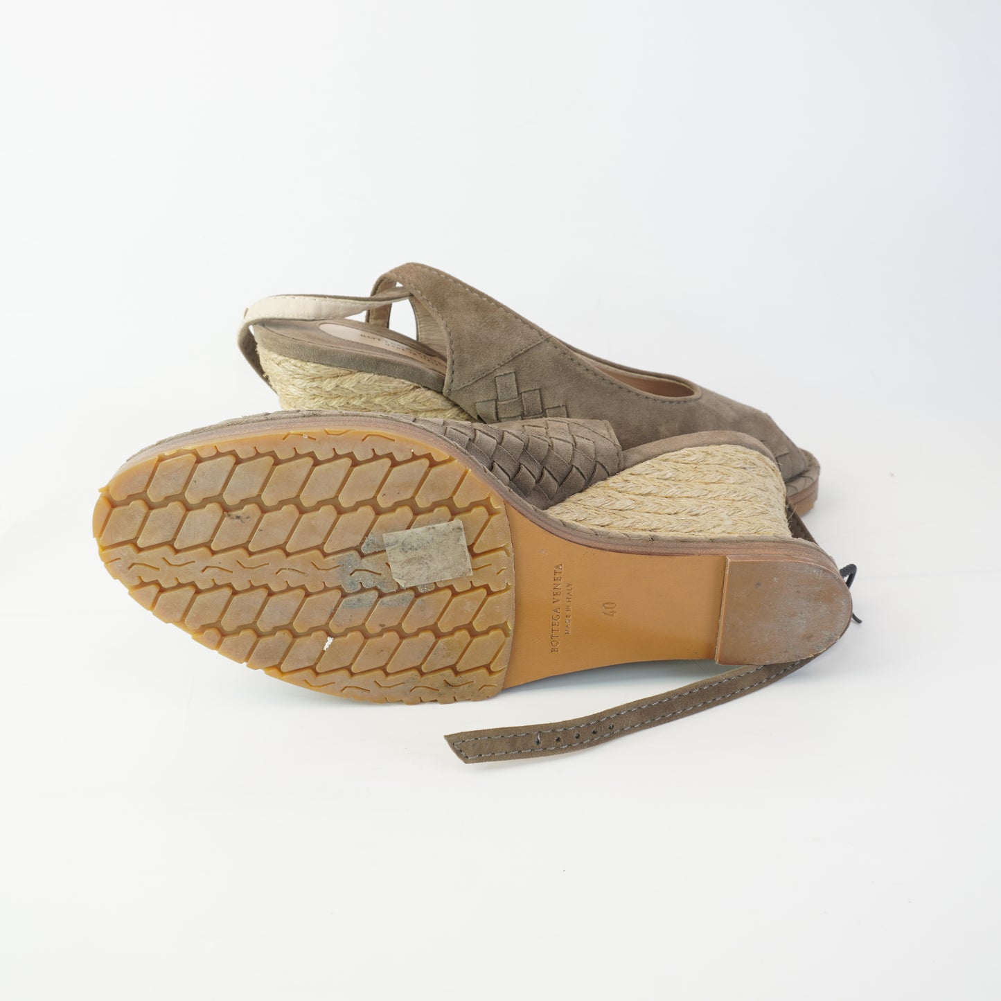 Bottega Veneta HandWoven suede peep-toe wedge size 40