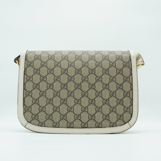 Gucci Horsebit 1955 Medium Shoulder Bag Beige/White GHW