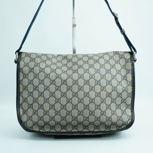 Gucci Supreme Double Buckle Flap Messenger Bag
