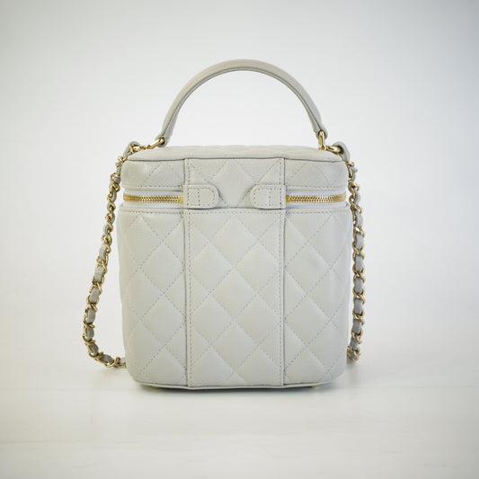 Chanel Quilted Caviar Top Handle Vanity Case GHW