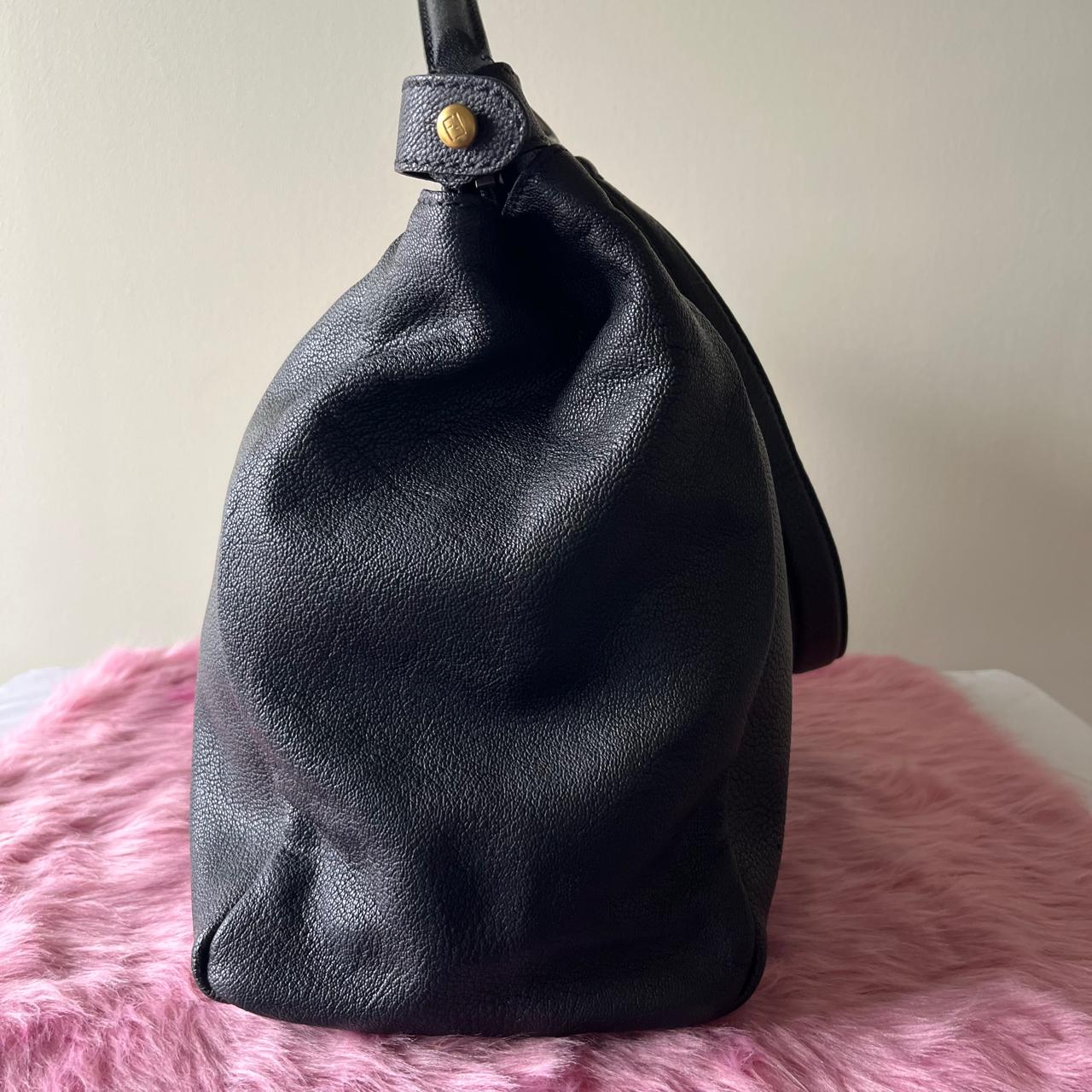 Fendi Peekaboo Top Handle Bag Leather Black β 8"H x 13"L x 4.7"W
