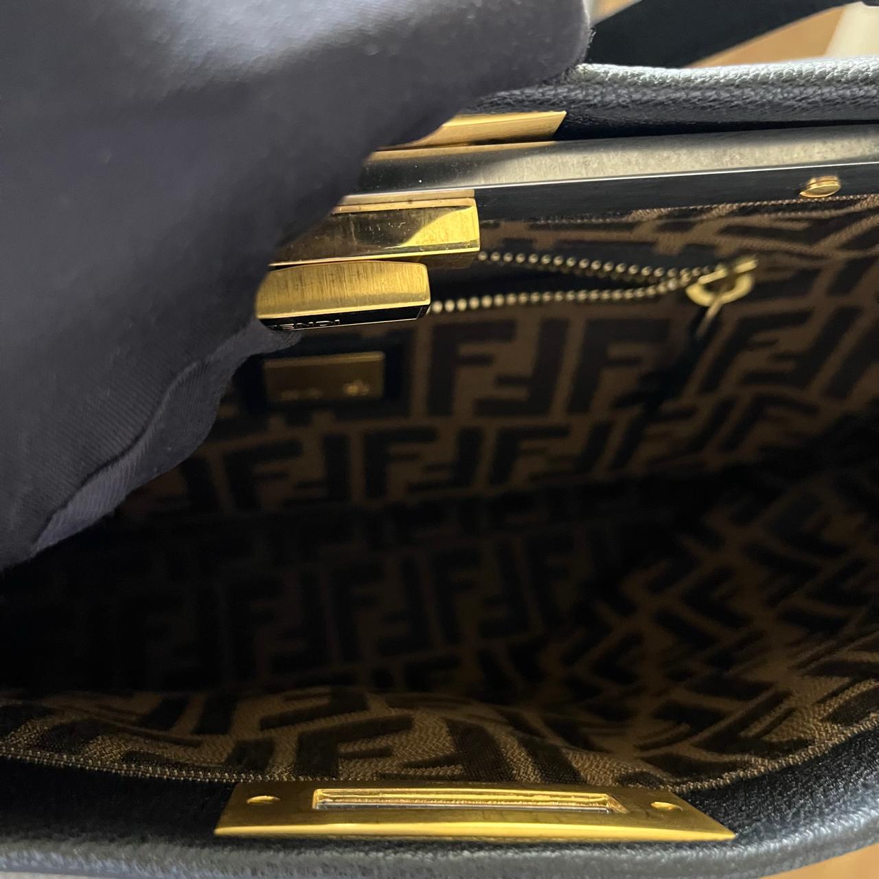 Fendi Peekaboo Top Handle Bag Leather Black β 8"H x 13"L x 4.7"W
