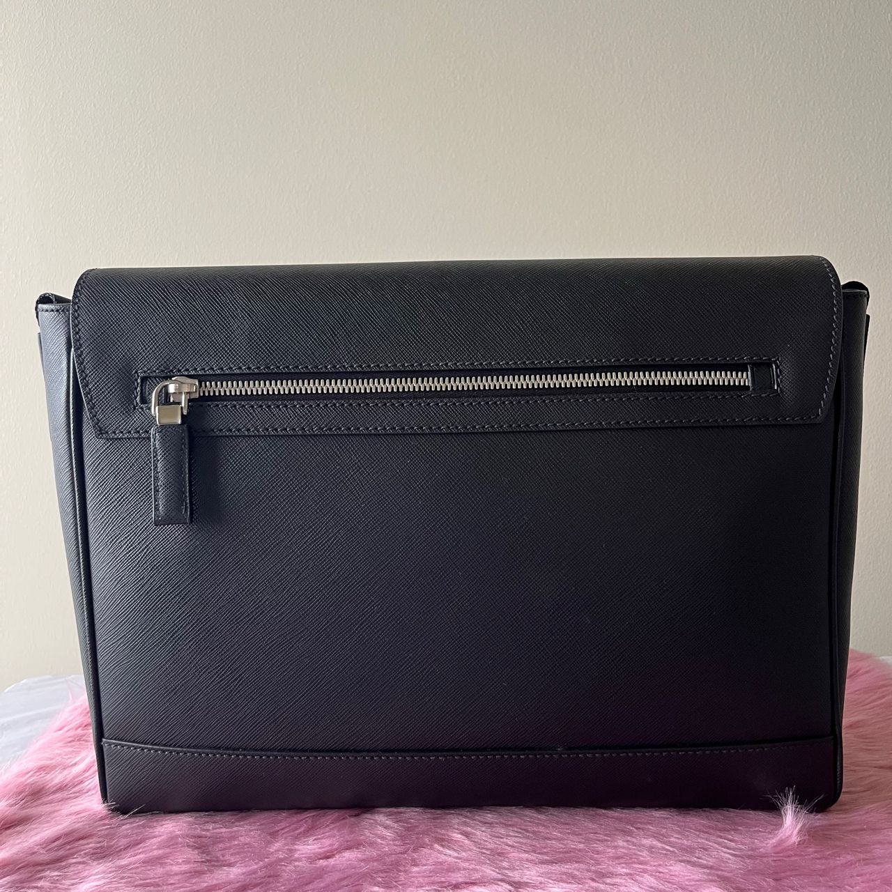 Prada Saffiano Travel Shoulder Bag Black (Men's) β 8.3"H x 11.8"L x 3.1"W