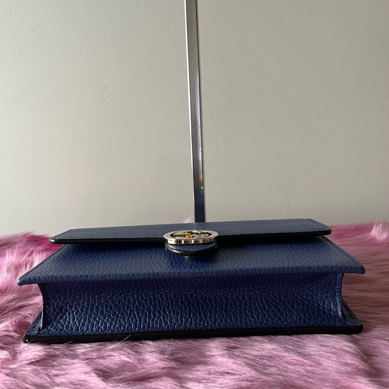 Gucci Interlocking Wallet on Chain Dark Blue β 4.5"H x 7.5"L x 1.4"W