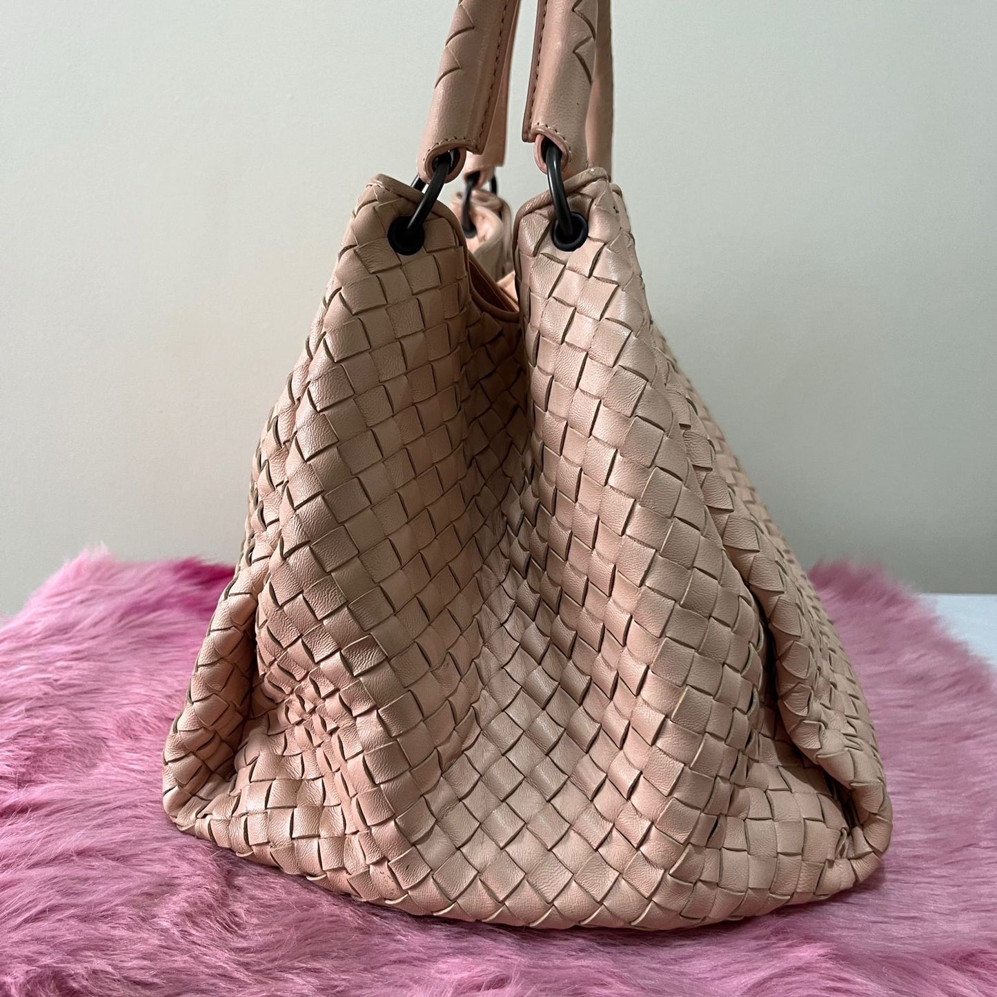 Bottega Veneta Nappa Intrecciato Parachute Pink – 9.5"H x 16"L x 6.5"W