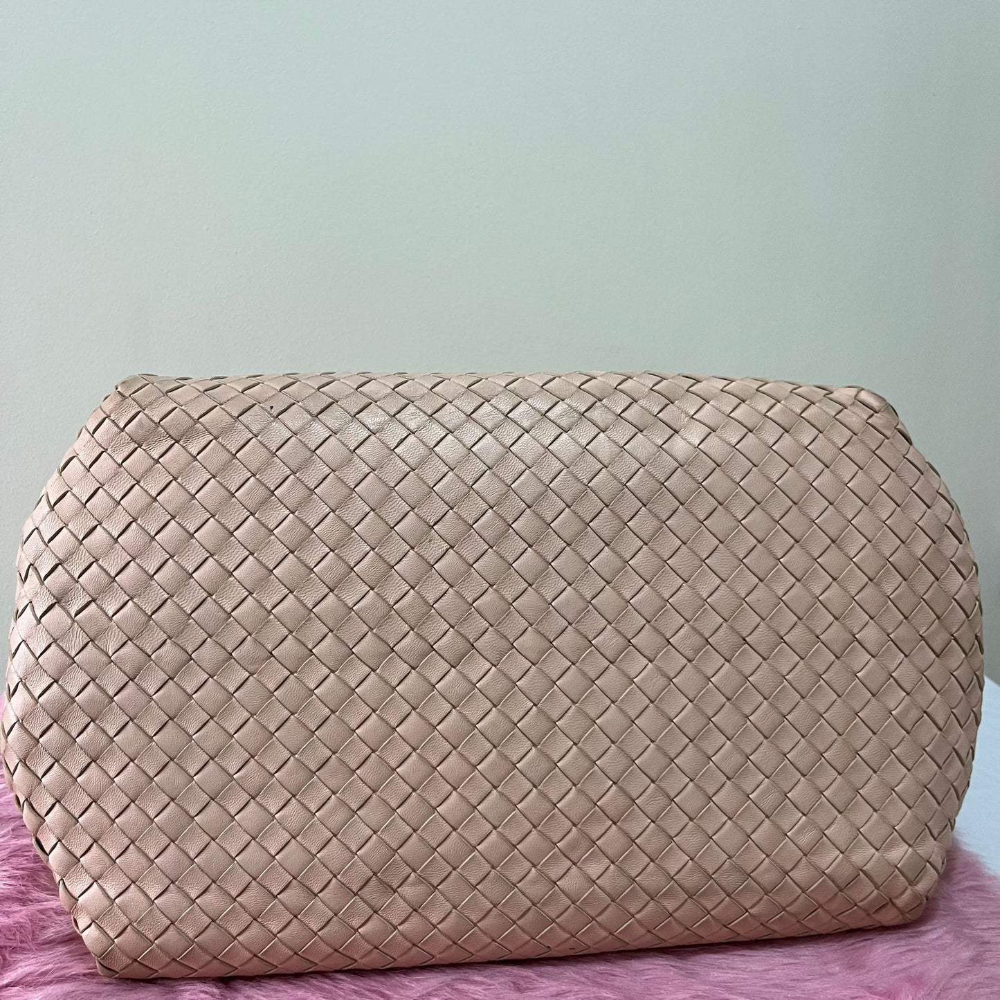 Bottega Veneta Nappa Intrecciato Parachute Pink – 9.5"H x 16"L x 6.5"W